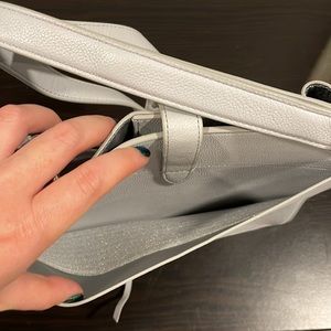 Rebecca Minkoff Megan light Grey feed bag crossbody or shoulder bag